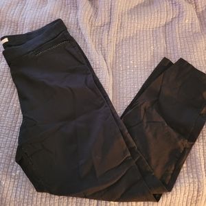 Navy blue slacks with black leather detail  Large